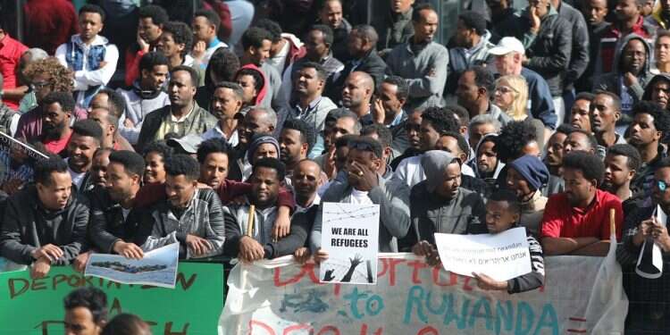 African migrants protest threat to jail them unless they leave