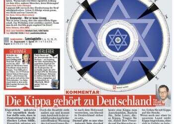 In solidarity with Jews, German daily prints cutout of kippah on front page