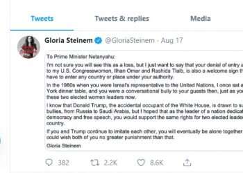 Women's rights activist Gloria Steinem: Netanyahu a 'bully'