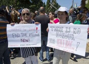 Palestinian women protest in Ramallah after suspected honor killing