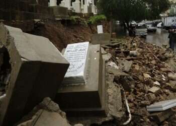 Storm topples wall, graves in old Jewish cemetery in Beirut