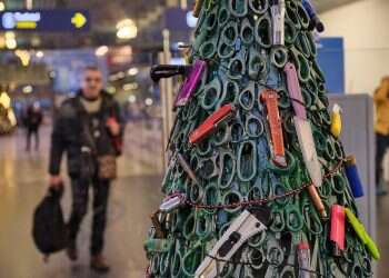 Lithuania airport erects Christmas tree made out of confiscated no-fly items