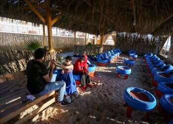 Gaza cafe complex teaches recycling as well as serving up drinks