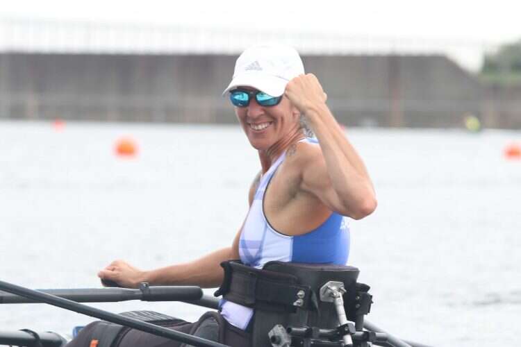 Rower Moran Samuel after winning the silver medal at the 2020 Paralympic Games in Tokyo, Aug. 29, 2021