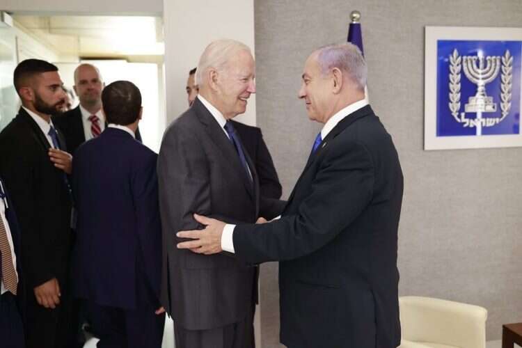 US President Joe Biden and  Opposition Leader Benjamin Netanyahu in Jerusalem, July 14, 2022