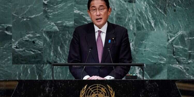 Japan's Prime Minister Fumio Kishida addresses the 77th Session of the United Nations General Assembly at UN Headquarters in New York City, US, Sept. 20, 2022