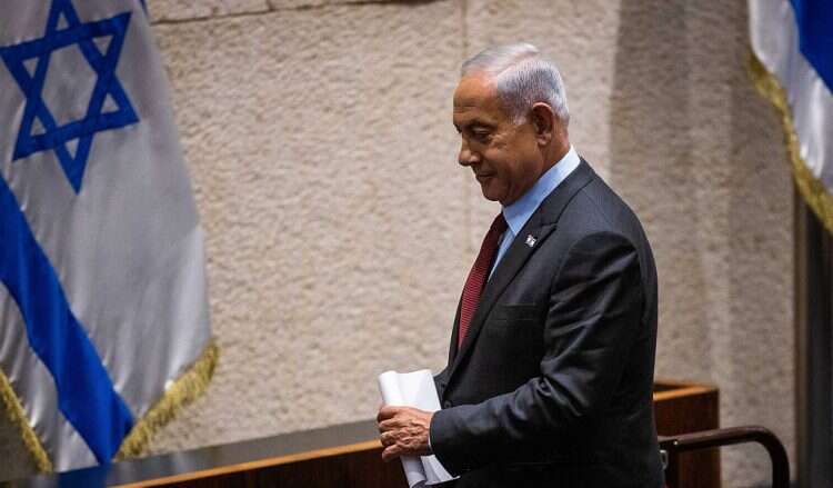 Then-Prime Minister-elect Benjamin Netanyahu in the Knesset in 2022