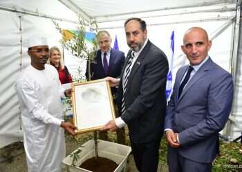 The President of the Republic of Chad announces opening of embassy during KKL-JNF's tree-planting ceremony