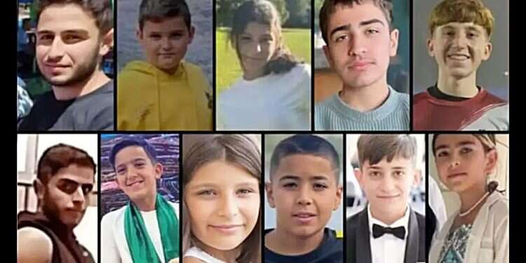 12 children and teenagers killed from Hezbollah rocket hit on soccer field
