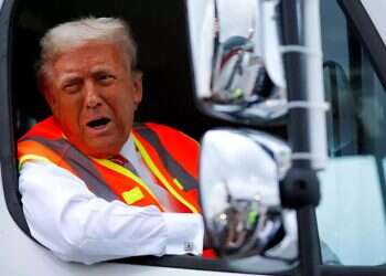 Trump drives garbage truck in response to Biden's verbal slip