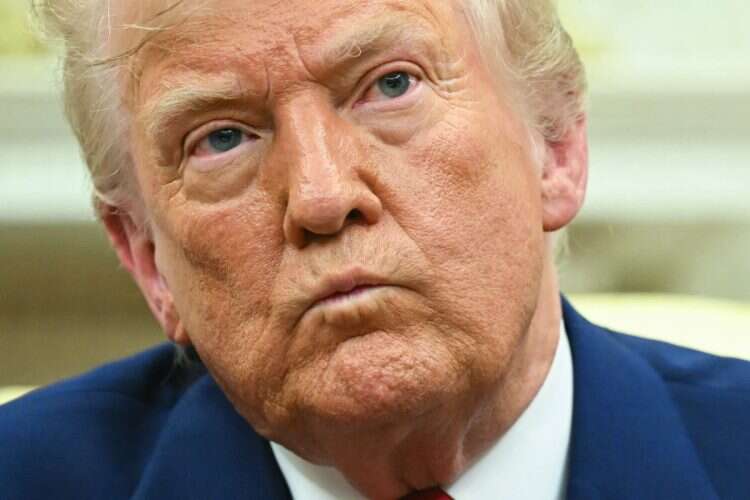 US President Donald Trump looks on during a meeting with Israeli Prime Minister Benjamin Netanyahu in the Oval Office of the White House in Washington, DC, on April 7, 2025